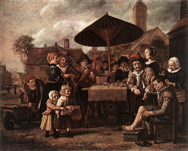 VICTORS, Jan Market Scene with a Quack at his Stall er France oil painting art